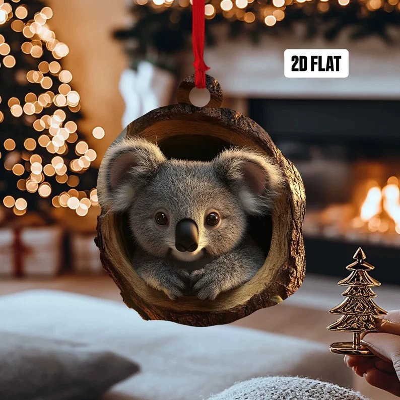 Explosiones transfronterizas mapache decoraciones de árbol de Navidad búho decoraciones acrílicas pequeños colgantes planos listados