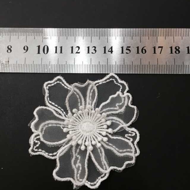 厂家供应 双层花蕊立体人造丝布贴 DIY辅料花边 头饰服装辅料布贴