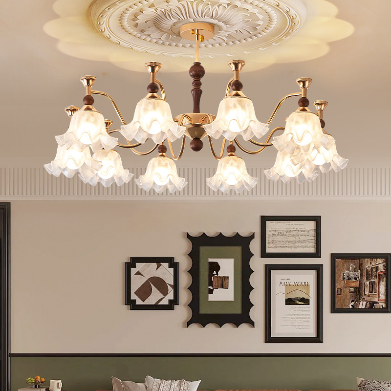 American Retro Style Living Room Chandelier Bedroom Dining Room Lamps French Antique Style New Chinese Style Lamps with Projection Spotlight