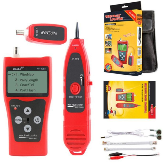 英文版精明鼠NF308S寻线仪测线仪寻线器网线长度断点多功能巡线仪