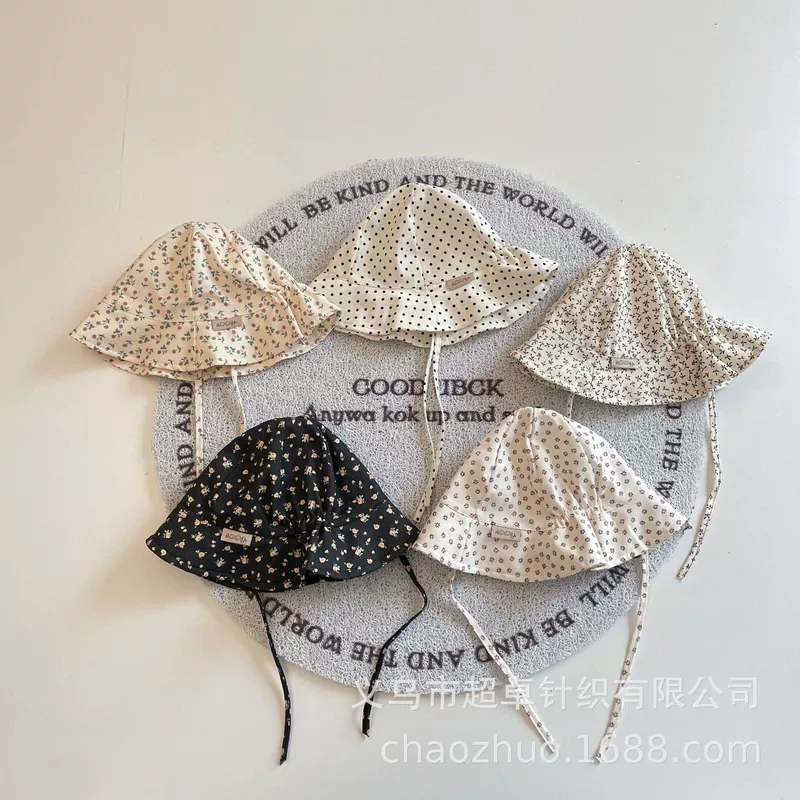 Boho Baby Summer Cotton и льняная шляпа в горошек Дети Dot Fisherman Шляпа