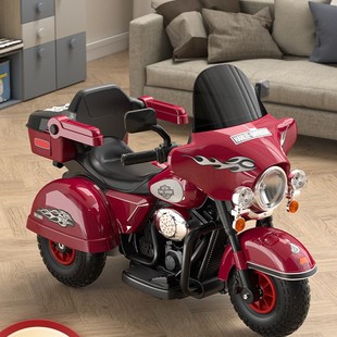 Children's Electric Motorcycle Tricycle for Boys and Girls, Baby Battery Car, Kids Can Sit on Remote Control Toy Car, Police Car