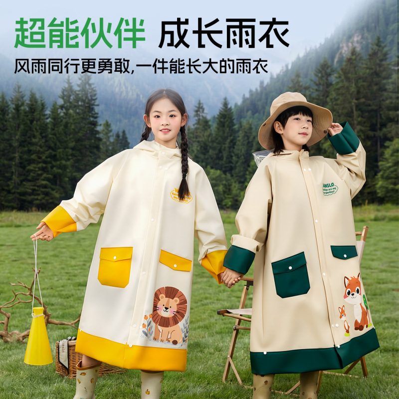 Children's Cartoon Raincoat for Elementary School Students, Long Full-Body Rain Poncho for Boys and Girls, Rainproof with Backpack Space