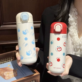 新款高颜值保温杯女生便携弹盖吸管杯学生书包316不锈钢真空水杯