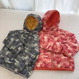 儿童轻薄羽绒服男童冬装2025新款宝宝童装迷彩冬装连帽外套中大童
