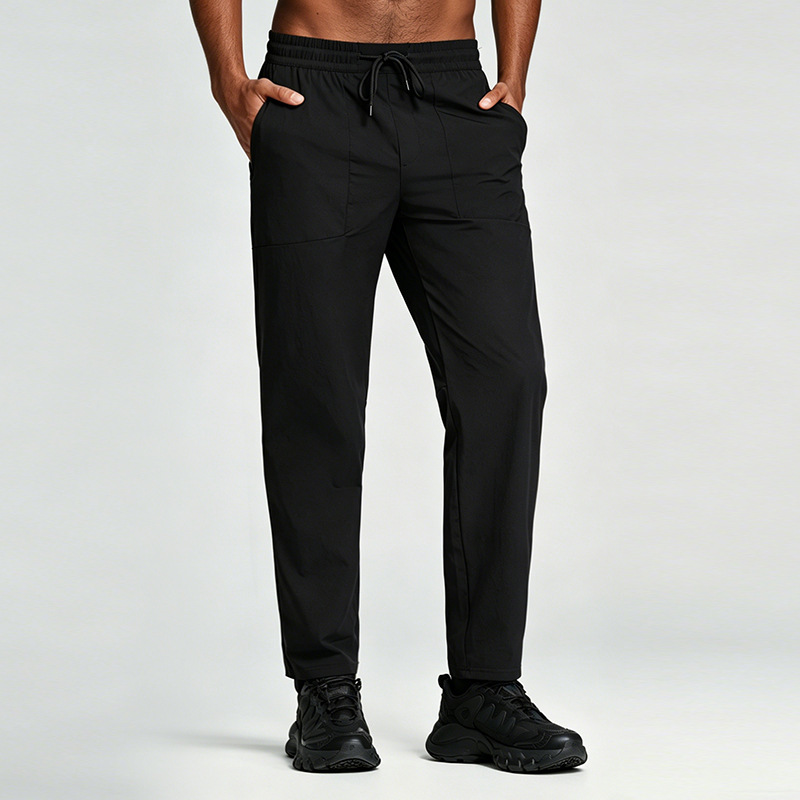 2026 New Men's Quick-Dry Sports Pants Solid Color Casual Long Pants Elastic Breathable Running Fitness Training Flat-Leg Pants