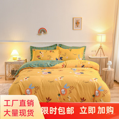 2022 Fresh Plant Cashmere Flannel Long Staple Cotton Thick Four-Piece Set Student Three-Piece Gift Nantong Wholesale