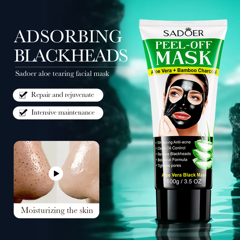 Cross-border ready-to-ship peel-off facial mask SADOER collagen blackhead remover deep cleansing mask, customized by foreign trade factory