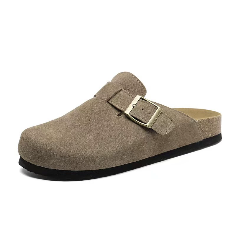Кожаные туфли Birkenstock для мужчин и женщин, пробковая кожа коровьего меха, Birkenstock носок-носок полуприлегания сандалии-тапочки, женская летняя верхняя одежда, весна и осень, обувь с толстой подошвой