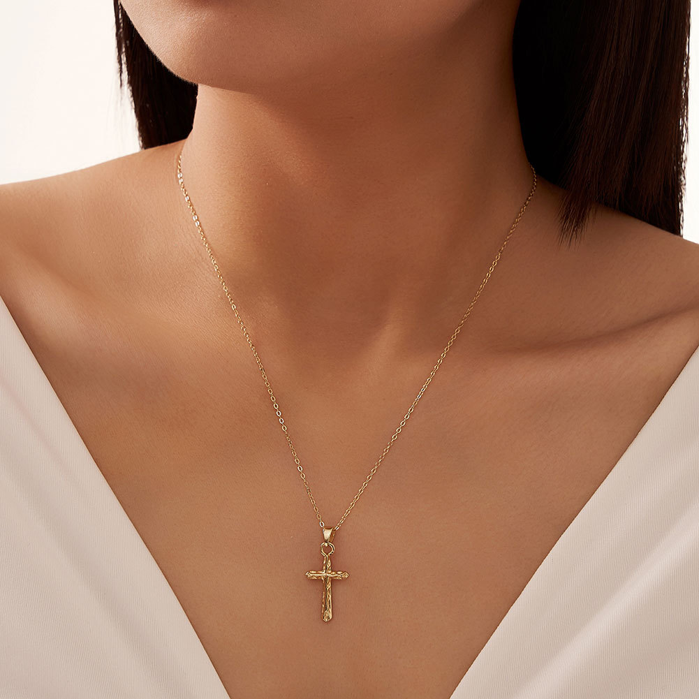 2g Weight 0.03µm Gold Plating Thickness Electroplating Gold Plating Process Spring Ring Trigger Clasp Closure Clasp Closure Type 925 Sterling Silver Cable Chain Polishing Plating Cross Pendant Necklace