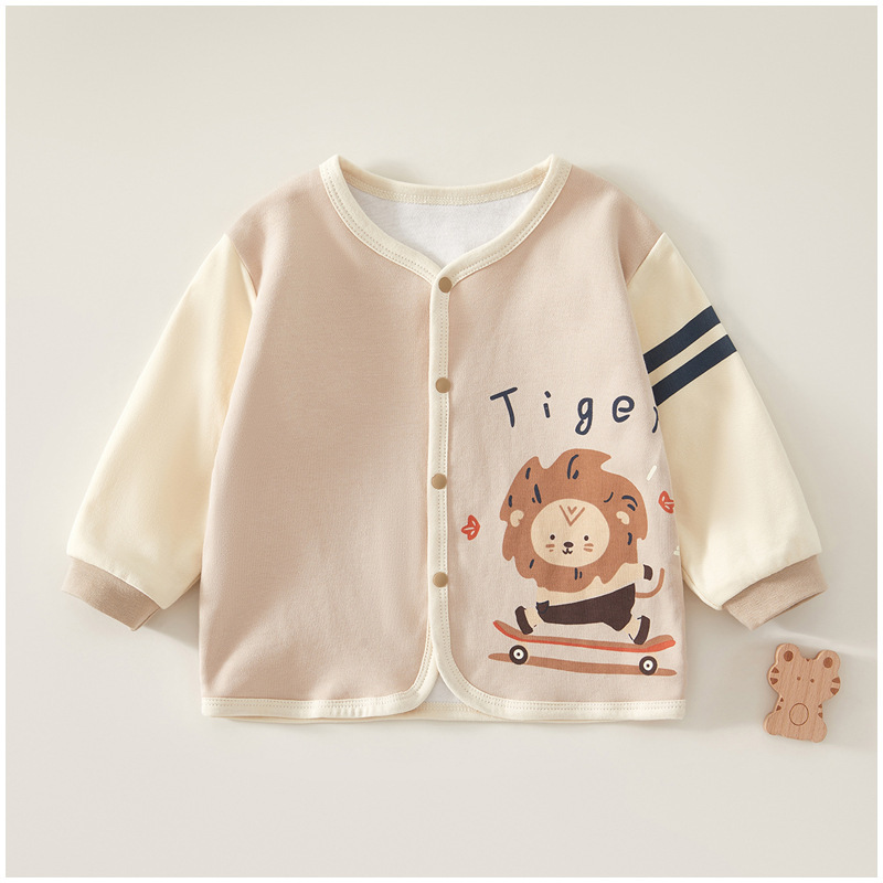 婴儿纯棉双层开衫男宝秋季款宝宝秋装韩版外套男童儿童春秋款衣服