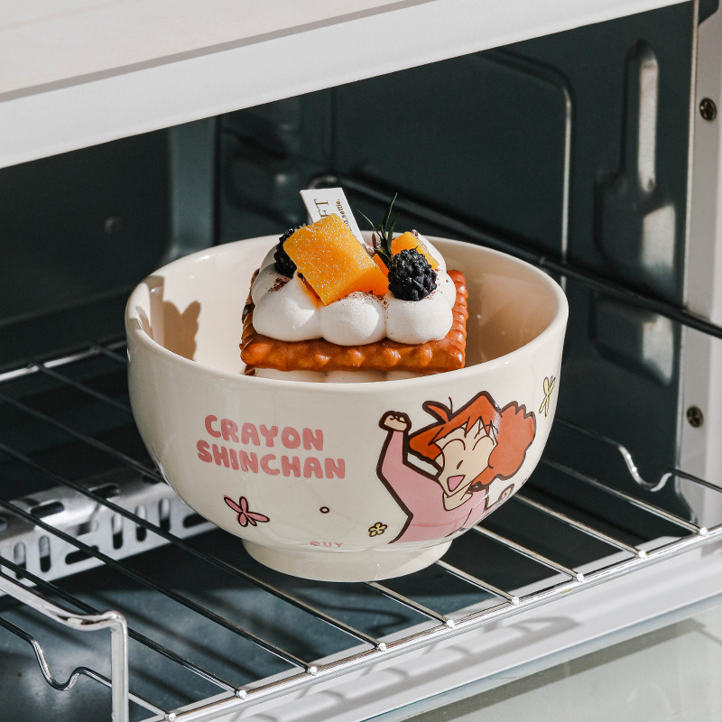 Crayon Shin-chan vajilla de cerámica de marca compartida caja de regalo tazón de arroz para el hogar, lindo recuerdo de alto valor, regalo de inauguración de la casa