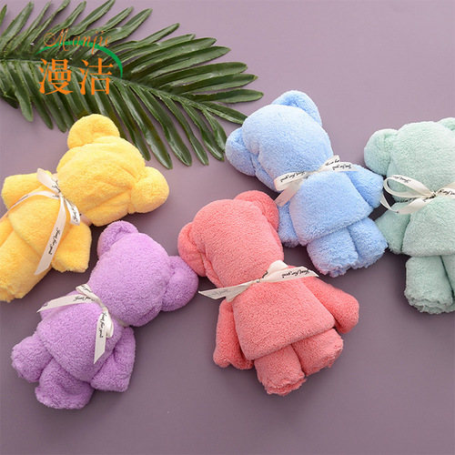 Coral Velvet Bear Towel Souvenir Box Wedding Mother's Day Gift Shape Towel Opening Gift Wholesale
