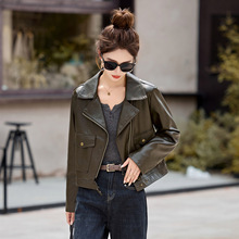 设计感时髦短款真皮真衣女高时尚洋气简约机车绵羊皮夹克大牌外套