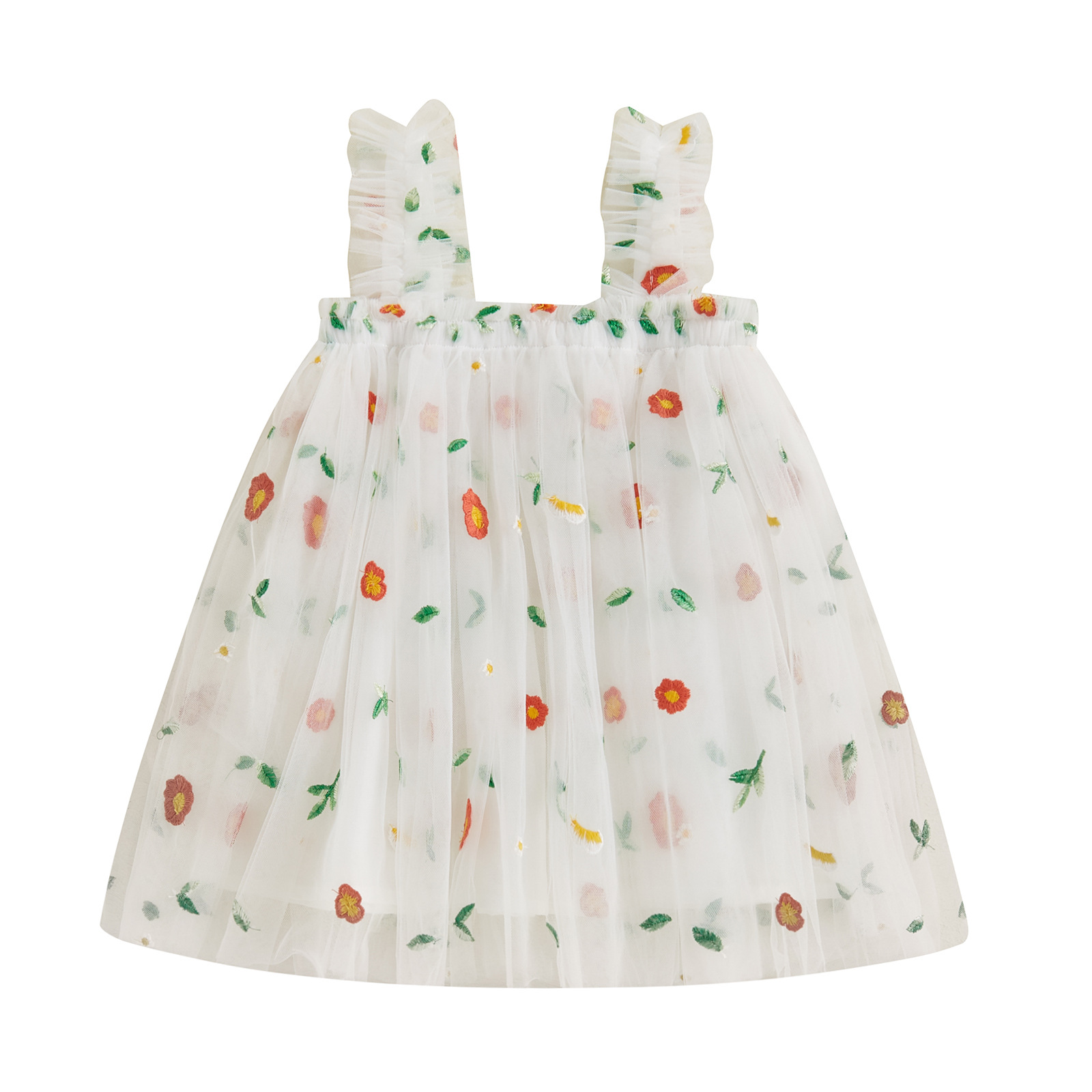 Vestido Princesa Niña Verano — Tul Bordado, Estilo Exportación