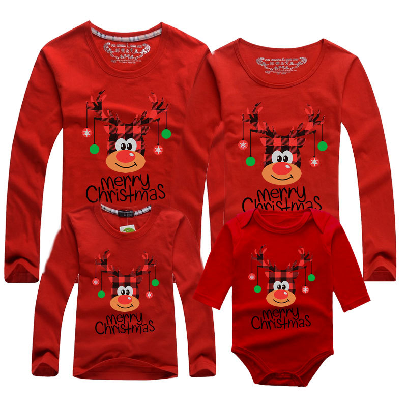 2022B navidad de manga larga nueva ropa para padres e hijos ropa para niños pareja hombres y mujeres de manga larga camiseta mono mameluco