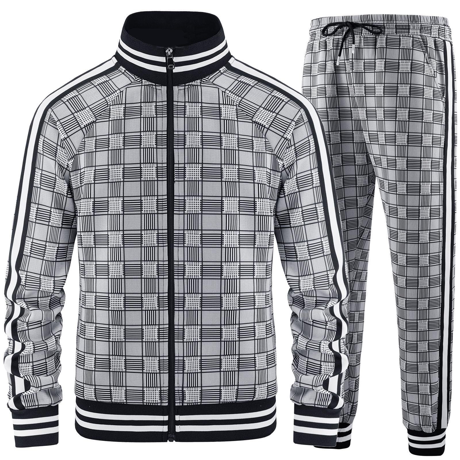 İdman kostyumu: damalı zip jaket və şalvar dəsti