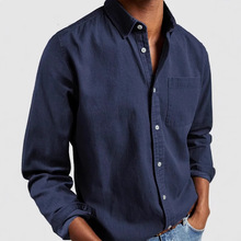2025跨境欧美亚马逊独立站男士牛仔面料衬衫长袖休闲翻领男装衬衣