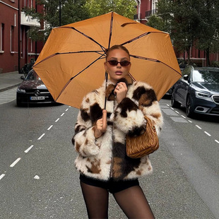 Chic Mid-length Faux Fur Coat����Ƥ���ﶬ�߼����������L��
