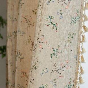 North American Curtain Finished Small Window Kitchen Half Curtain Tassel Cotton Linen Semi-shading Bay Window Short Curtain Cross-border Japanese South Korea