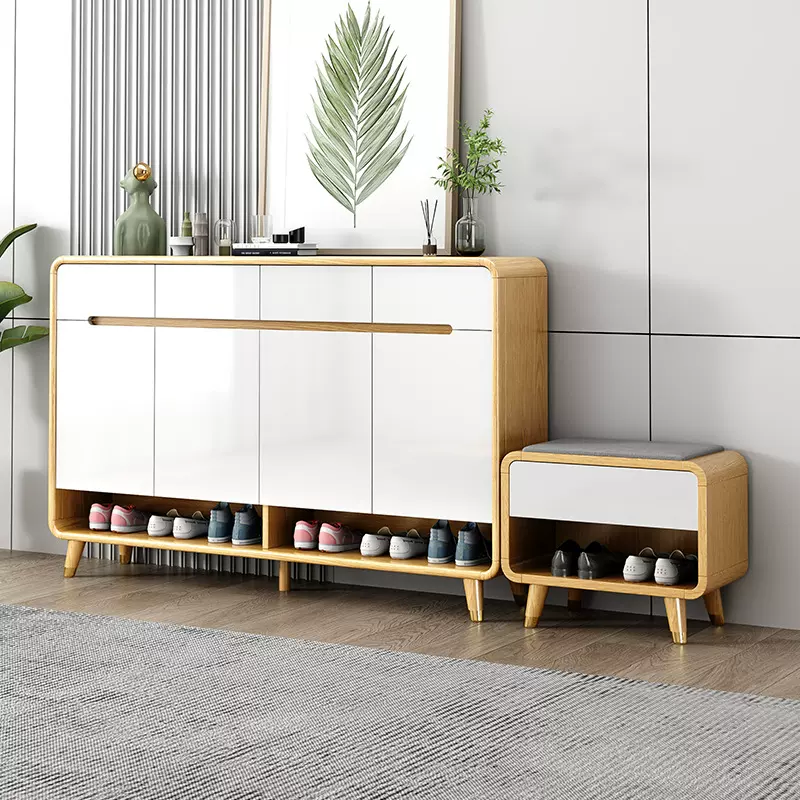 北欧鞋柜现代简约实木家用门口大容量收纳入户隔断柜子玄关门厅柜