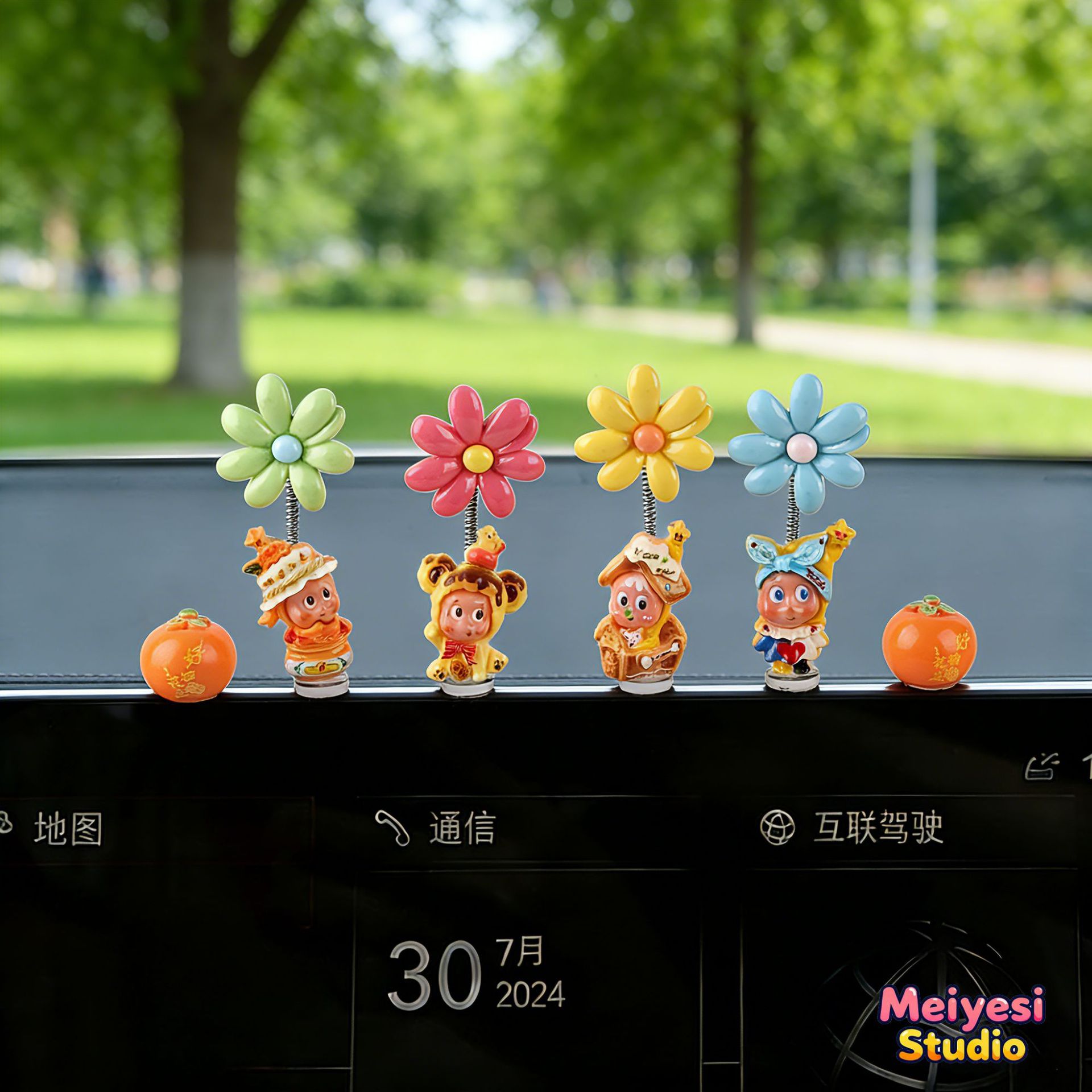 2026 pantalla de consola central montada en automóviles accesorios de automóviles eléctricos accesorios de chicas de dibujos animados estrellas de moda para jugar pequeños accesorios de automóviles