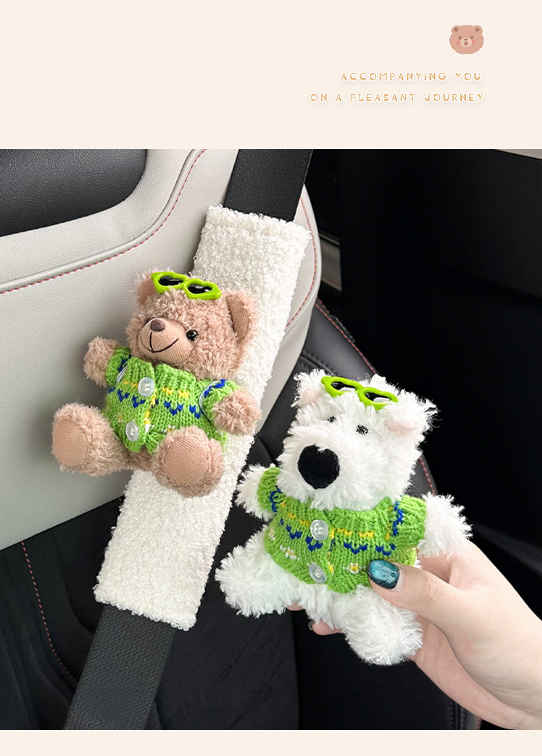 Car Seat Belt Shoulder Cover with Hole DIY Removable Doll Decoration Kidsren's Car Seat Belt Protective Cover