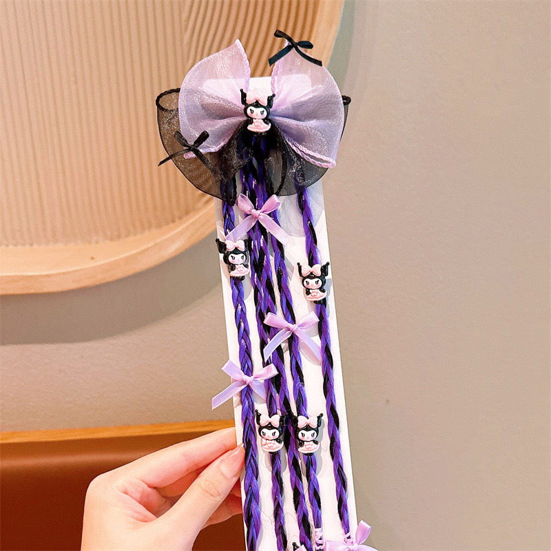 Niños peluca púrpura trenzas Sanli Kuro alta cola de caballo arroz cuerda de cabeza de cabello adorable niñas correa de pelo