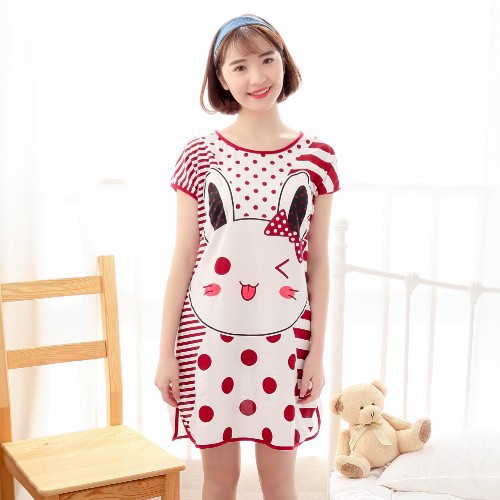 Camisón de verano pijamas de las mujeres de manga corta de dibujos animados lindo camisón Delgado desgaste del hogar Comercio exterior transfronterizo al por mayor