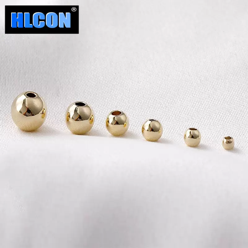 义乌饰品实心光面珠diy饰品手工串珠散珠转运珠隔珠黄铜珠铜本色