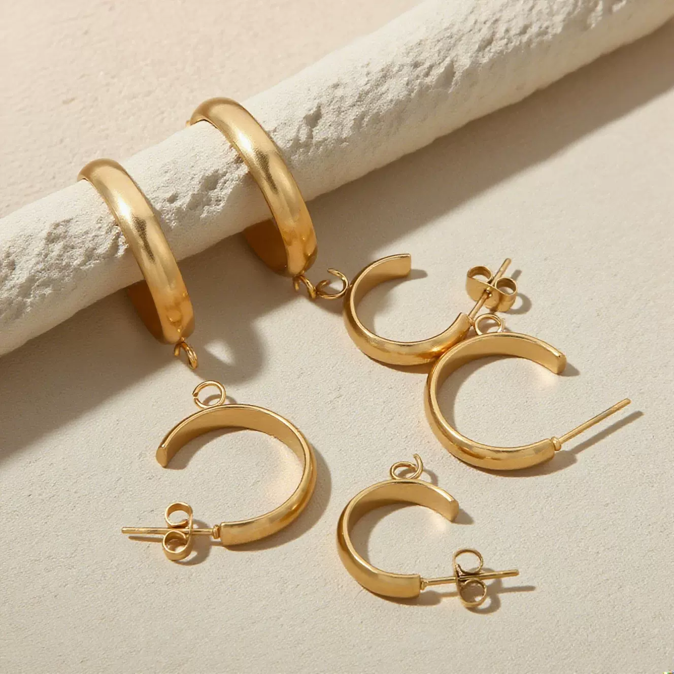 不锈钢耳饰耳钉简约大气设计18k电镀镀金手工diy耳饰配饰配件批发