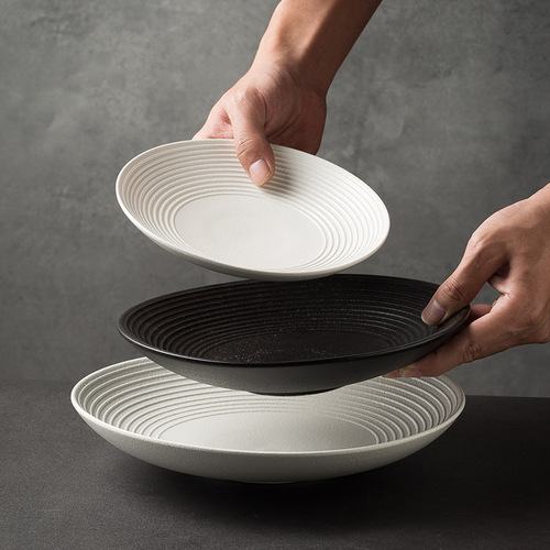 Ceramic plate bowl Japanese high-end bamboo hat bowl household noodle bowl salad bowl restaurant hotel soup plate Western food presentation