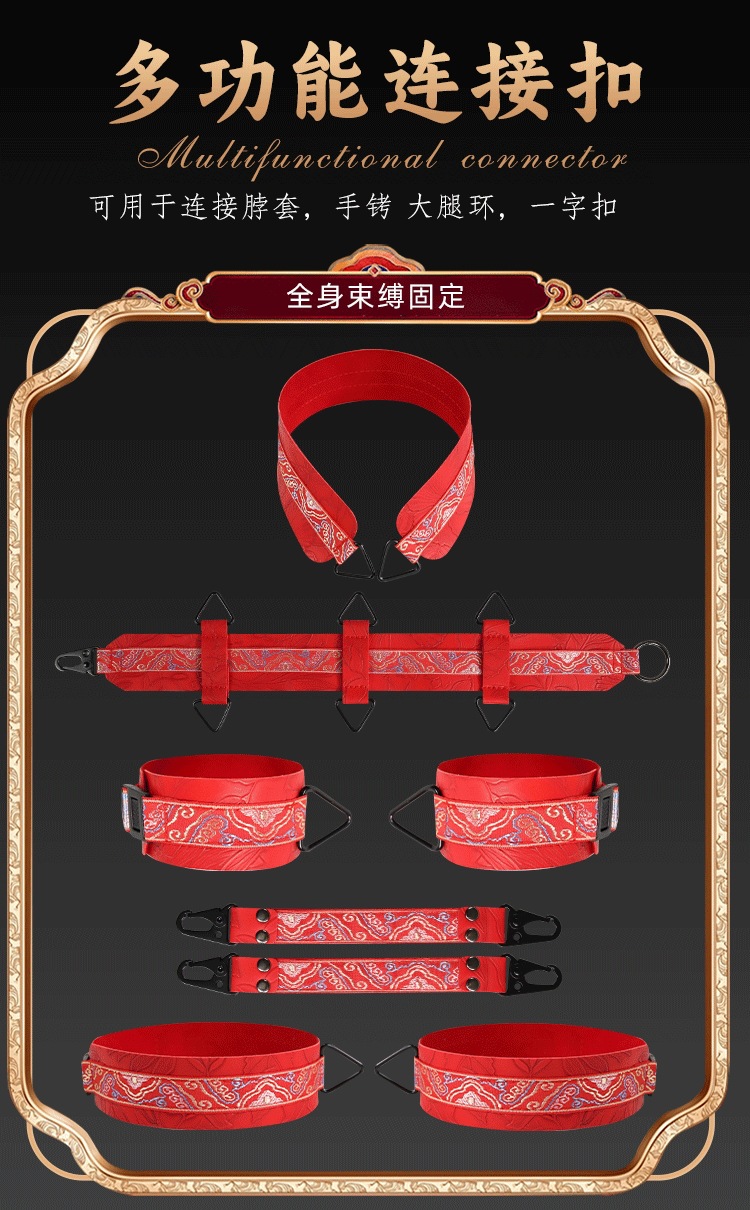 10-Piece Bondage Restraint Kit with Handcuffs, Nipple Clamps and Silicone Mouth Ring — detail image 8