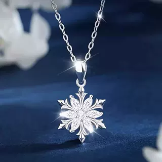 S925纯银浪漫雪花项链女款百搭时尚轻奢小众高级感锁骨链吊坠批发