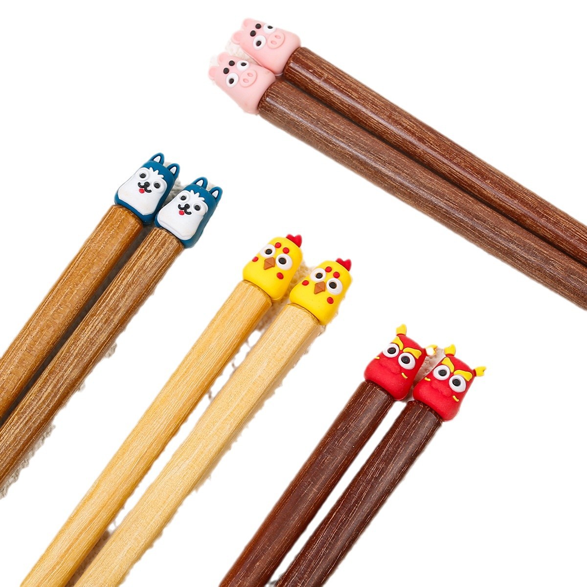 Inicio niños palillos de madera 18cm antideslizante alitas de pollo de madera dibujos animados lindos palillos doce zodiaco vajilla de animales al por mayor