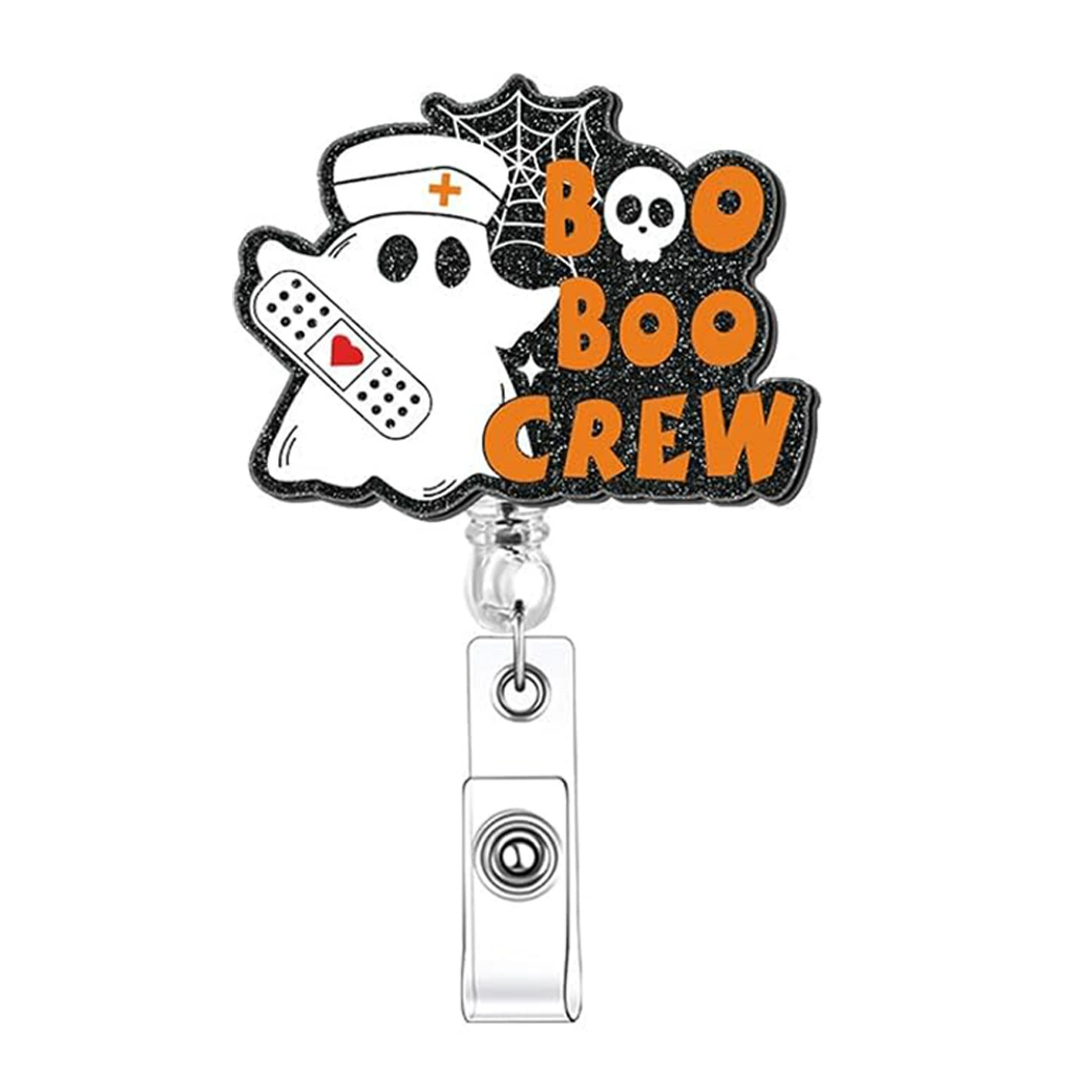 Глобальная Halloween медицинский призрак акриловый блестящий retractable легкое вытягивание пряжка тканевый нашивка вращающаяся легкая вытягивающаяся пряжка держатель бейджей