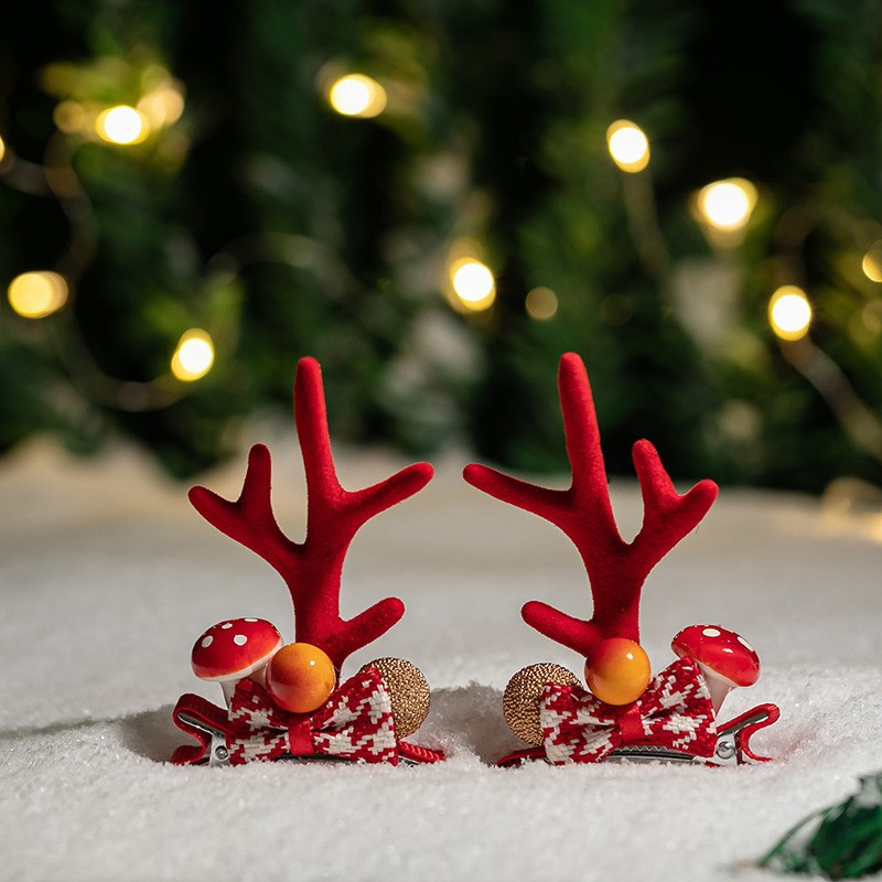 Adorable cabello de Navidad corno de ciervo cinco estrellas cabeza de banda de cabello de Navidad para niños corpos de cabello de decoración accesorios clipes de cabello