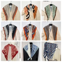 90乘90春新款韩版棉麻方巾薄款印花披肩出游防晒沙滩巾女士包头巾