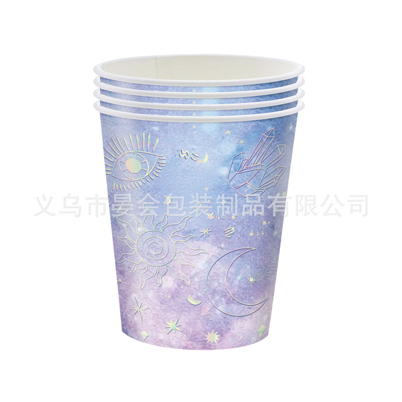 新款宇宙星座主题生日派对餐具纸杯纸盘纸巾派对装饰用品|undefined