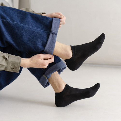 Spring and summer socks, men's hand-sewn boneless socks, simple men's boat socks with discreet ears, mesh socks
