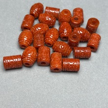 翡翠A货 红翡雕花路路通散珠玉石桶珠手链配珠锁骨链DIY配件批发