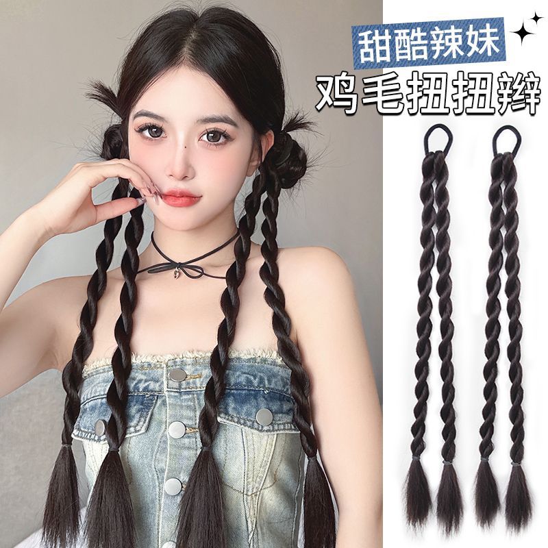 Peruca de cola de caballo mujer trenzada peruca de trenza de torsión nueva trenza de boxeo chino red roja con la misma trenza peruca de trenza