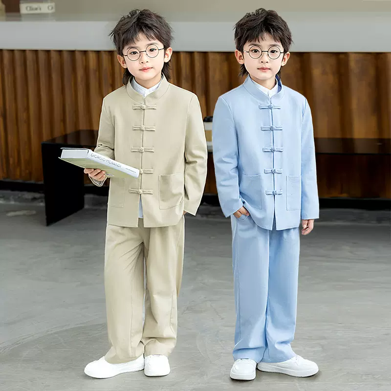 男童新中式礼服春夏国风盘扣唐装外套儿童主持演出汉服国潮西服