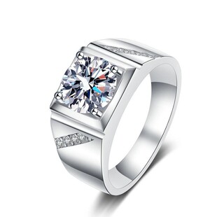 Sterling Silver S925 Moissanite Aggressive Men's Ring Light Luxury Niche Simple Design Sense Exquisite Opening Tanabata Birthday Gift