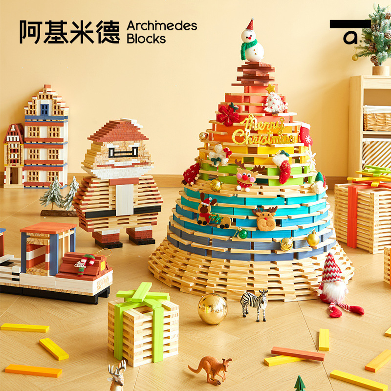 Mideer Milu Archimedes Building Block Toys Kidsren's Solid Wood Assembly Strips Puzzle Building Board Games Environmentally Friendly Pine Wood