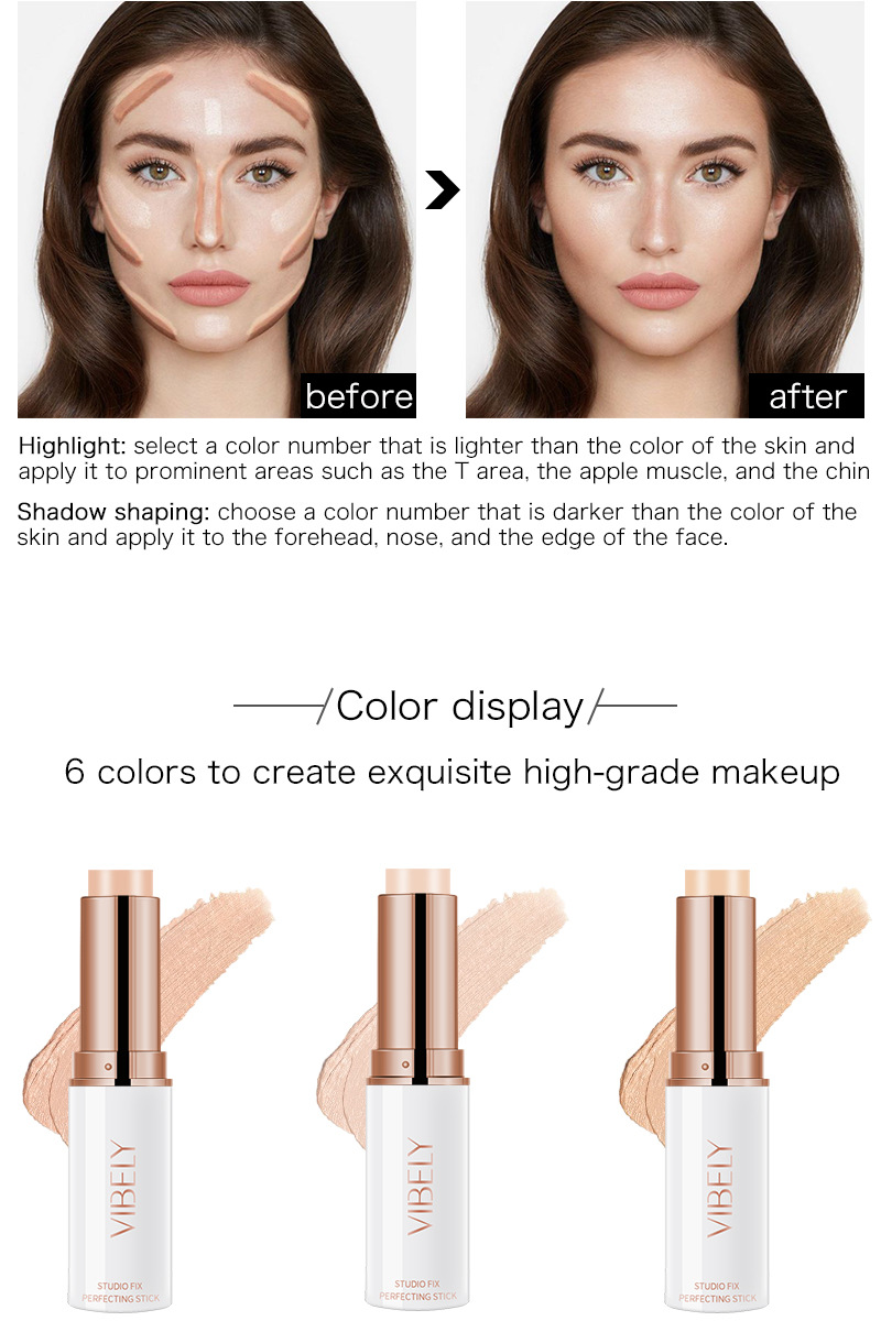 VIBELY 3D Double-Head High-Gloss Contouring Stick, Facial Concealer, Dark Circles and acne Marks Concealer Pen, Brightening Underbed Pen undefined
