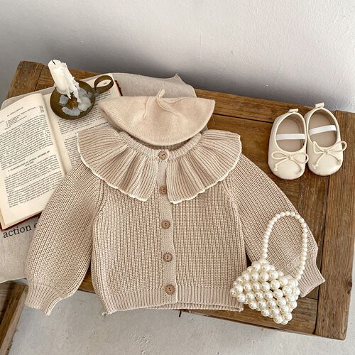 ins autumn infant children 0-3 years old female baby ruffle collar knitted jacket small cardigan sweater top