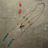 Double-layer accessories with tassels, necklace, sweater, cotton and linen, Korean style, simple cut
