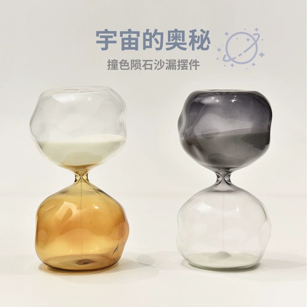 Скандинавские песочные часы с контрастным цветом из метеоритного стекла, 15 минут, художественные песочные часы, креативный подарок, домашний декор, фабрика