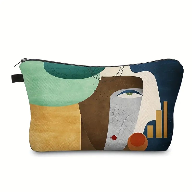 Transfronterizos Amazon Retro retrógrado pintura al óleo avatar lino impresión doble cara bolsa de maquillaje bolsa de almacenamiento para mujeres multifuncional